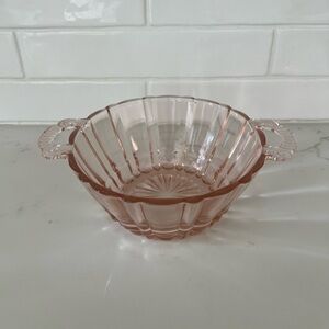 Anchor Hocking Old Café pink depression glass candy bowl